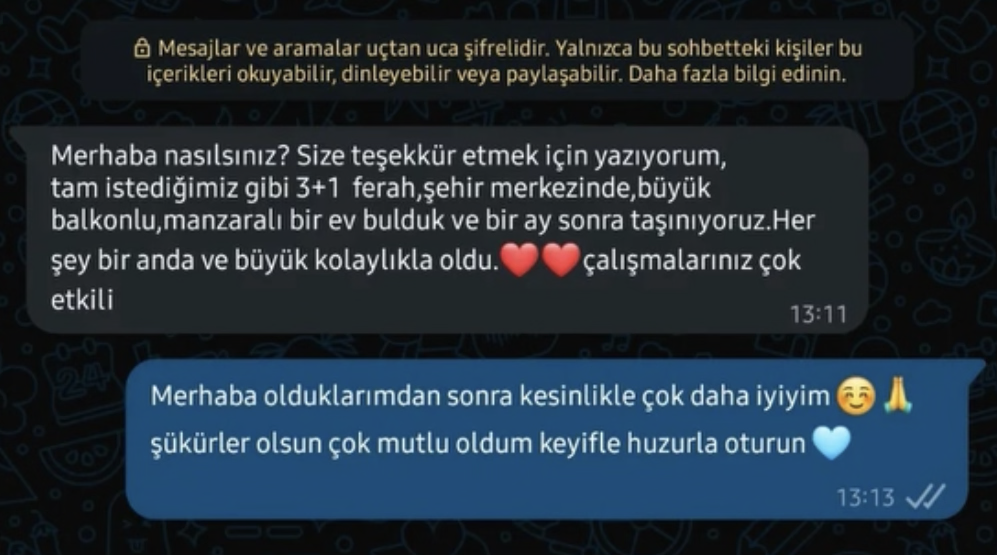 Katılımcı mesajı: Tam istediğimiz gibi 3+1 ferah bir ev bulduk.