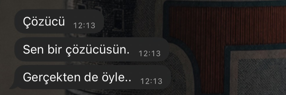 Katılımcı mesajı: Sen bir çözücüsün. Gerçekten de öyle.