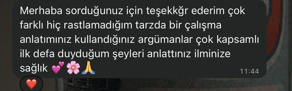 Katılımcı mesajı: Anlatımınız ve kullandığınız argümanlar çok kapsamlı, ilminize sağlık.